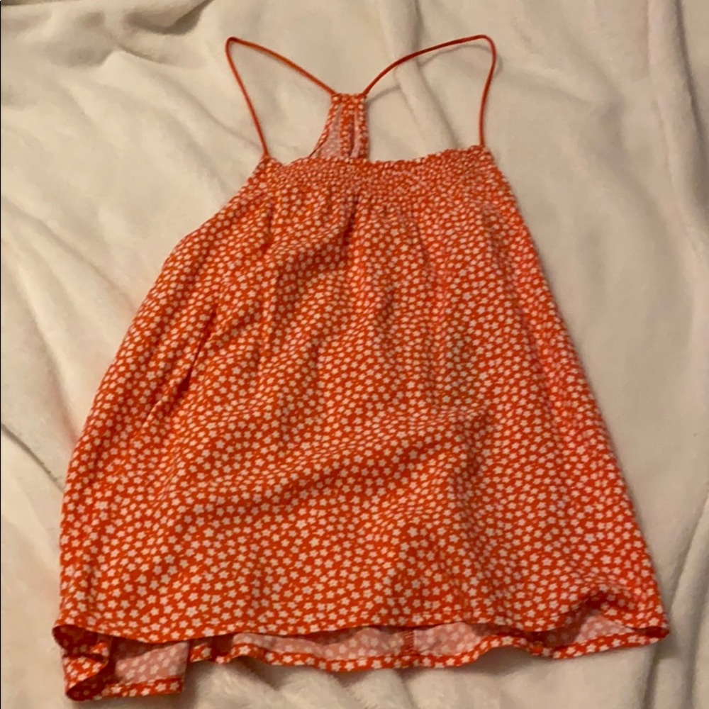 Orange and white flowered halter tank